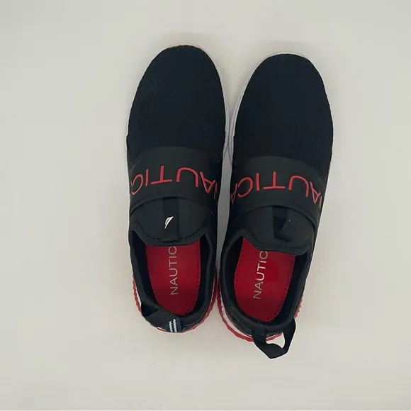 Nautica Casual Slip on Black and Red Fashion Sneakers Men’s Size 9