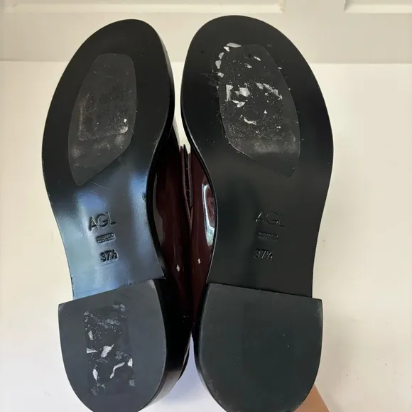New AGL Spike Leather Lola Loafers  Sz 37.5/US 7 burgundy