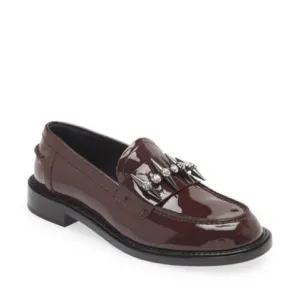 New AGL Spike Leather Lola Loafers  Sz 37.5/US 7 burgundy