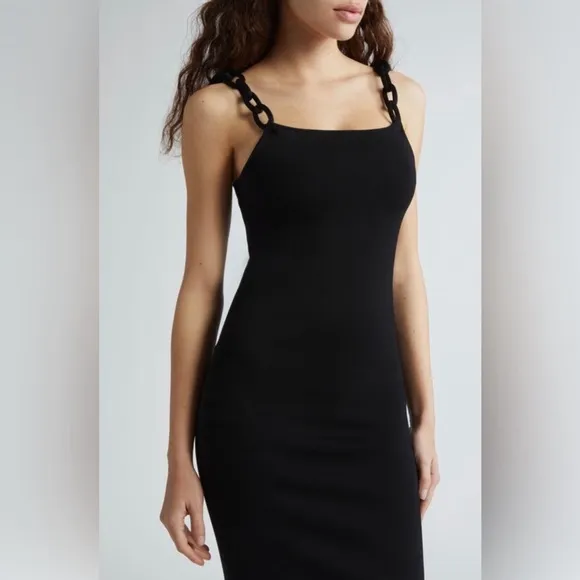 New! Alice   Olivia Alina Braid Strap Bodycon midi Dress Black Sz Small $395