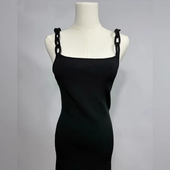 New! Alice   Olivia Alina Braid Strap Bodycon midi Dress Black Sz Small $395