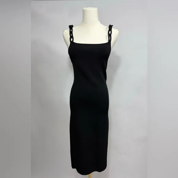 New! Alice   Olivia Alina Braid Strap Bodycon midi Dress Black Sz Small $395