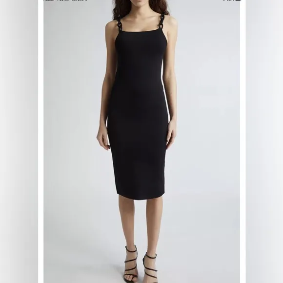 New! Alice   Olivia Alina Braid Strap Bodycon midi Dress Black Sz Small $395