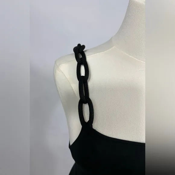 New! Alice   Olivia Alina Braid Strap Bodycon midi Dress Black Sz Small $395