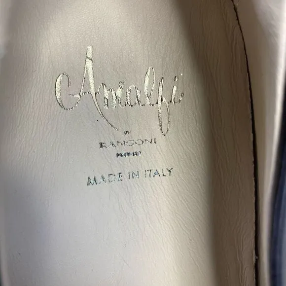 New Amalfi by Rangoni Raffy Flat Black Platino Women’s 7 Leather Italian Loafers