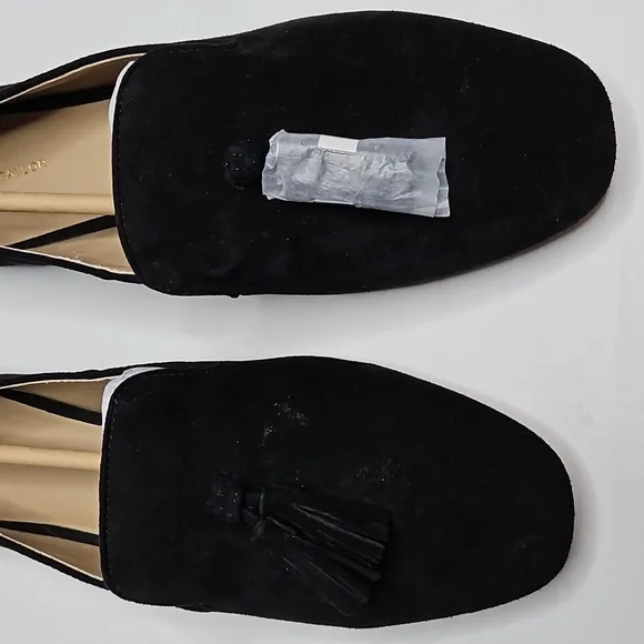 NEW Ann Taylor Black Suede Tassel Flat Loafers Size 9.5