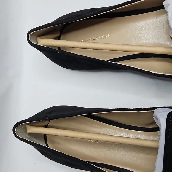 NEW Ann Taylor Black Suede Tassel Flat Loafers Size 9.5