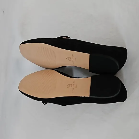 NEW Ann Taylor Black Suede Tassel Flat Loafers Size 9.5
