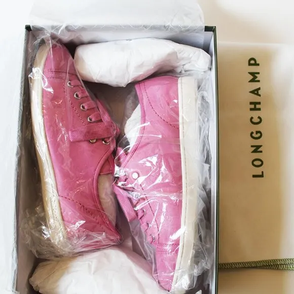 NEW Authentic Longchamp Le Pliage Leather sneakers- Pink