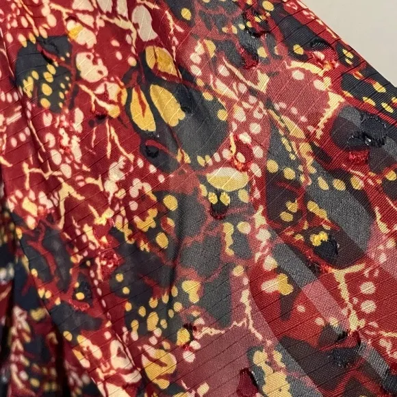 New Ba&amp;sh Galia Knot Front Floral Midi Skirt Burgundy Medium