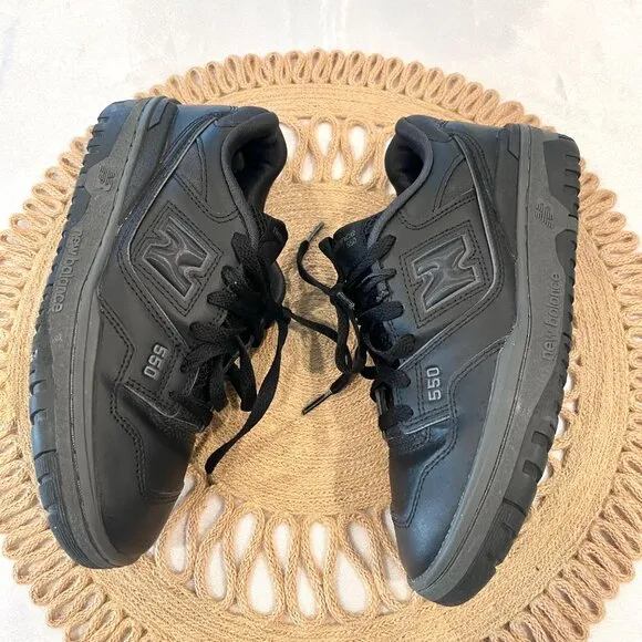 New Balance 550 Triple Black Sneakers Size 6 GSB550BB