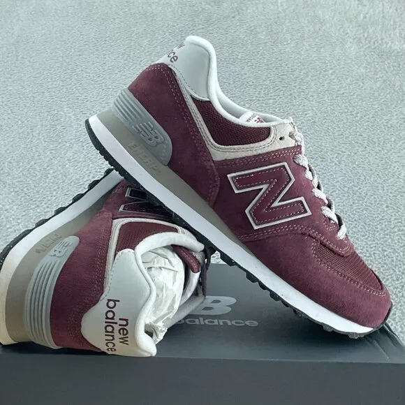 New Balance Womens 574 V3 Sneaker, Burgundy/White, 8.5 US NWB S035
