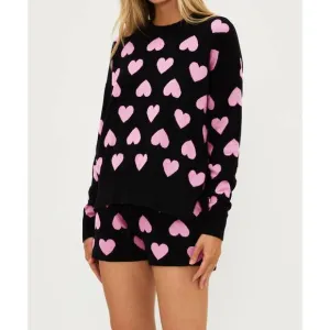 NEW BEACH RIOT callie vday sweater in black|pink