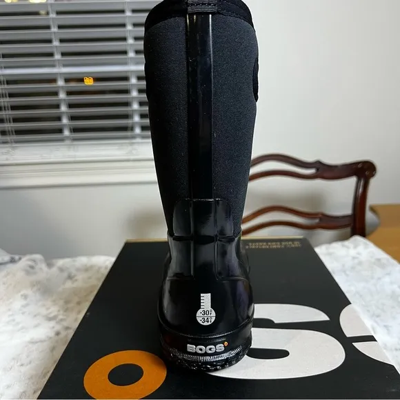 New Bogs Big Kids Black Classic High Pull On Rain Boots Wide sz 3 Y / 35 EU