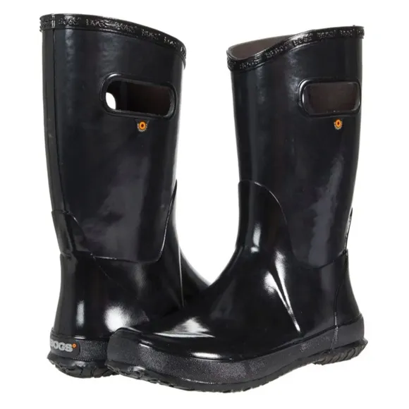 New Bogs Big Kids Black Classic High Pull On Rain Boots Wide sz 3 Y / 35 EU