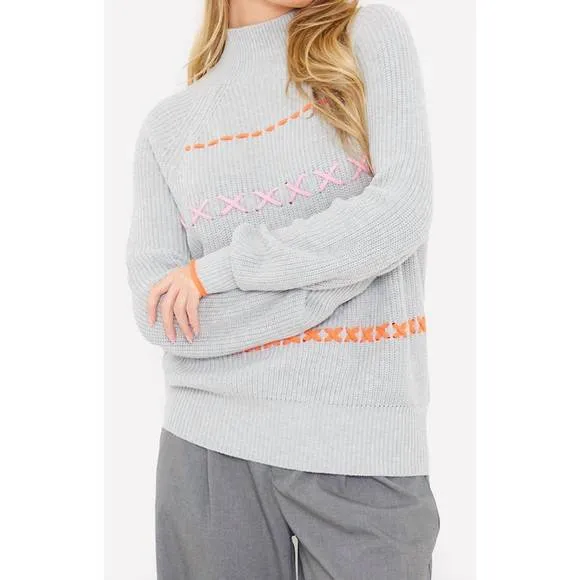 NEW BRODIE CASHMERE parker plait sweater in chromium/fondant