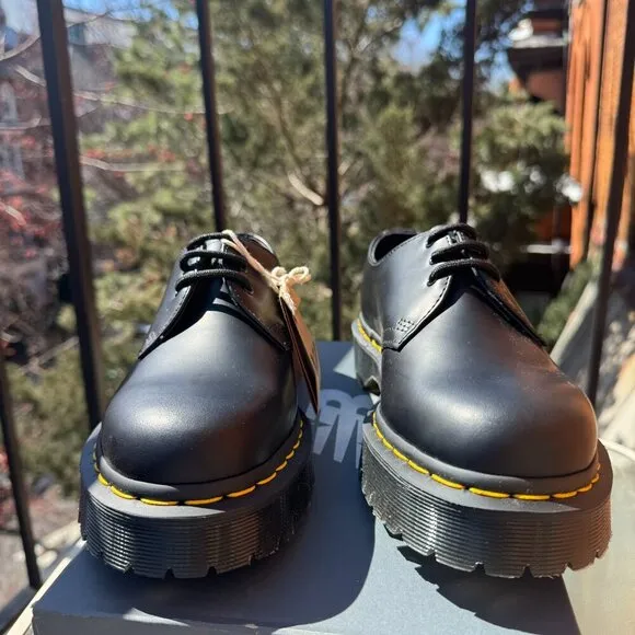 New Dr. Martens 1461 Bex Smooth Leather Oxford Shoes Platform Black