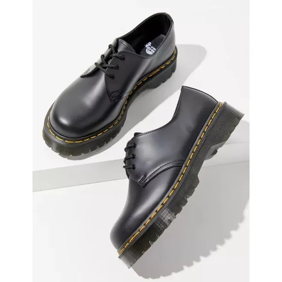 New Dr. Martens 1461 Bex Smooth Leather Oxford Shoes Platform Black
