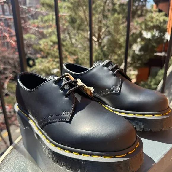 New Dr. Martens 1461 Bex Smooth Leather Oxford Shoes Platform Black