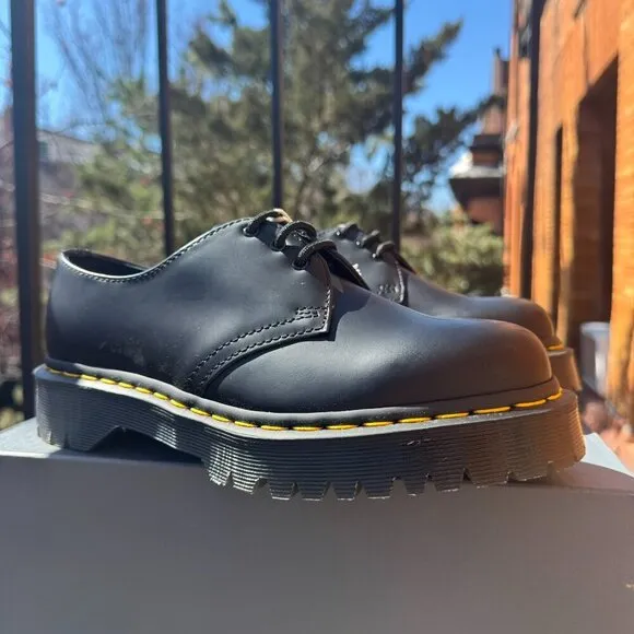 New Dr. Martens 1461 Bex Smooth Leather Oxford Shoes Platform Black