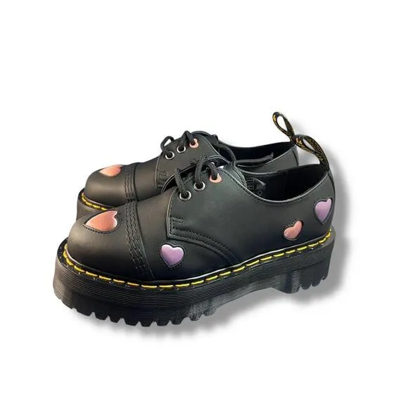 New Dr. Martens 1461 Quad Hearts Oxford Loafer Platform Size 7 Women's 38