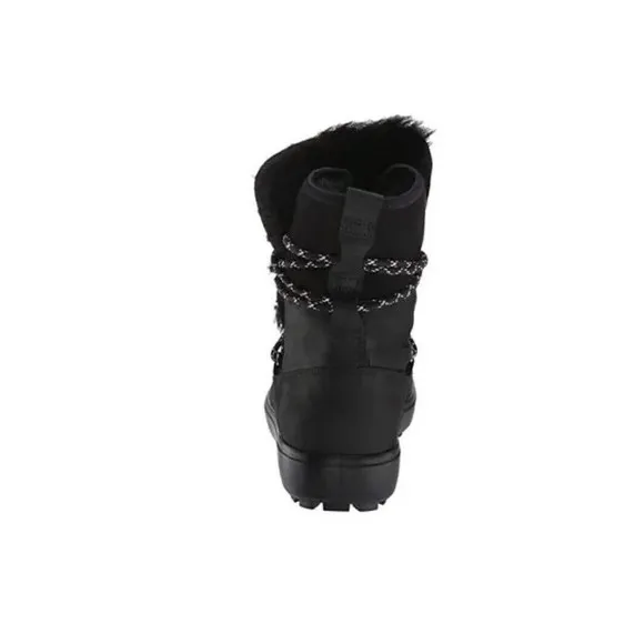 New Ecco Soft Tred L Sneaker Flat Boots Black 36 5 5.5 Leather Fur Wool