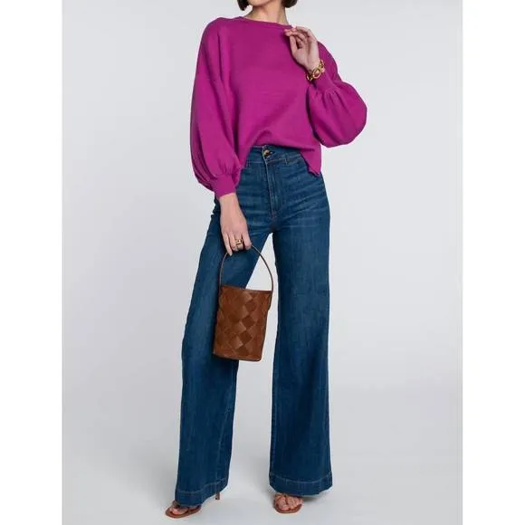 NEW ELIZABETH JAMES THE LABEL camille sweater in fuschia