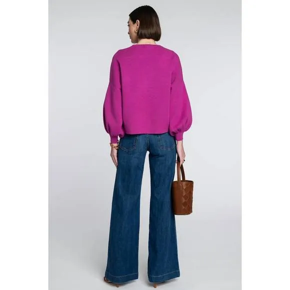NEW ELIZABETH JAMES THE LABEL camille sweater in fuschia