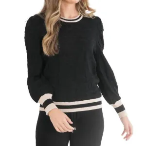 NEW EMILY MCCARTHY julia sweater in black knit cheetah