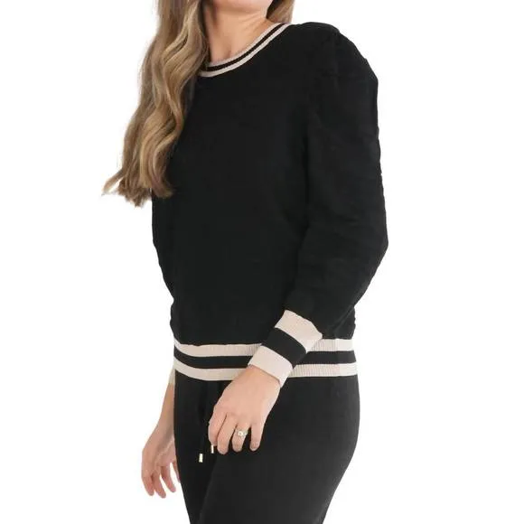 NEW EMILY MCCARTHY julia sweater in black knit cheetah