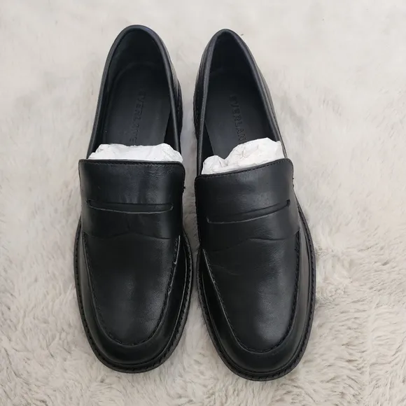 NEW Everlane The Lug Black Leather Loafers