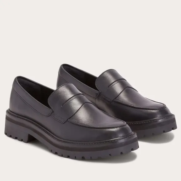 NEW Everlane The Lug Black Leather Loafers