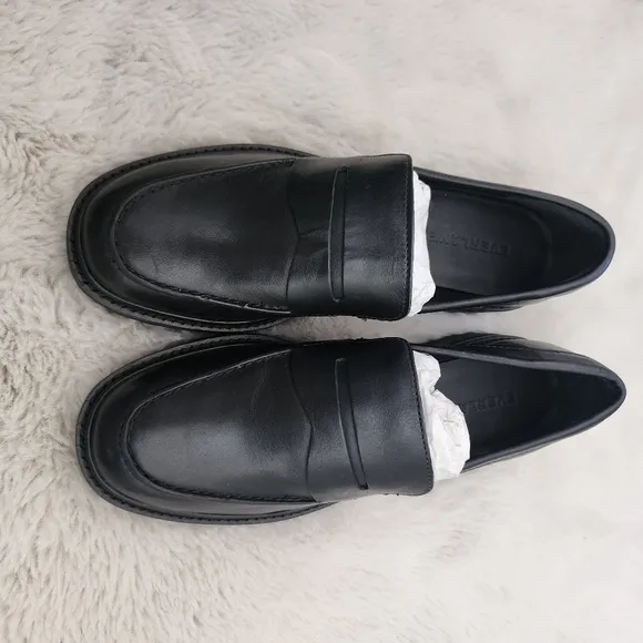 NEW Everlane The Lug Black Leather Loafers