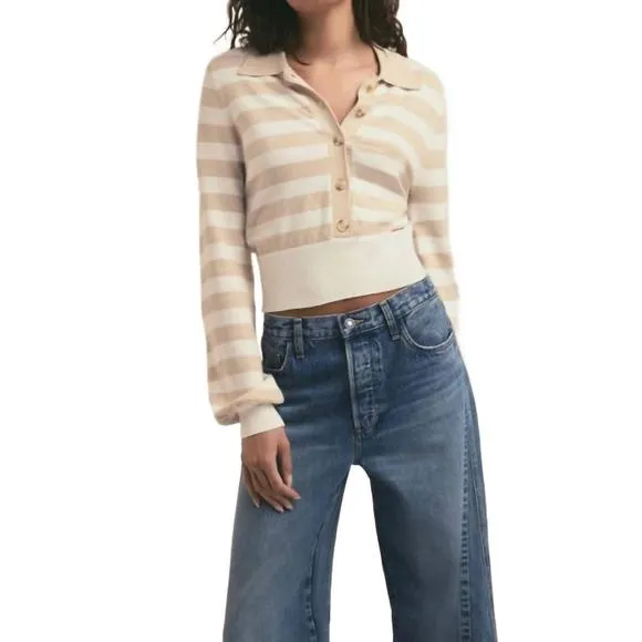 NEW FAVORITE DAUGHTER belle stripe sweater in beige/ivory