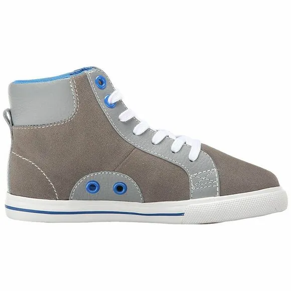 NEW Florsheim Gray Leather Fashion Sneakers 13 Unisex Boys Girls High Top NIB