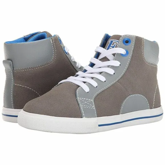 NEW Florsheim Gray Leather Fashion Sneakers 13 Unisex Boys Girls High Top NIB