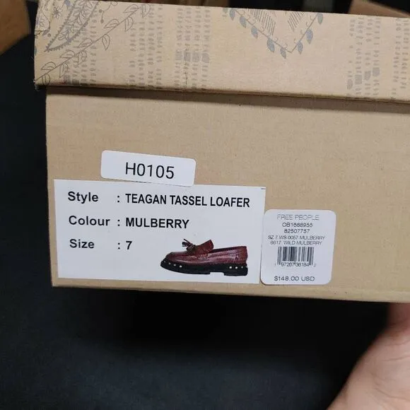 New Free People Mulberry Teagan Tassel Platform Lug Sole Loafers 7