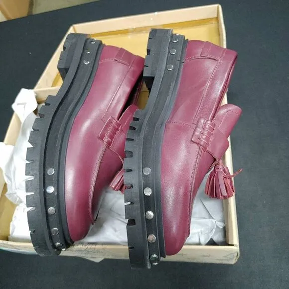 New Free People Mulberry Teagan Tassel Platform Lug Sole Loafers 7