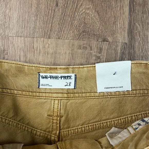 NEW Free People We The Free Chill Vibes Dropped Wide Leg Mustard Scout Jeans
