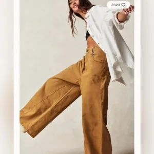 NEW Free People We The Free Chill Vibes Dropped Wide Leg Mustard Scout Jeans