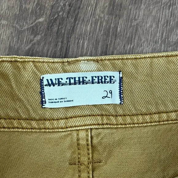 NEW Free People We The Free Chill Vibes Dropped Wide Leg Mustard Scout Jeans