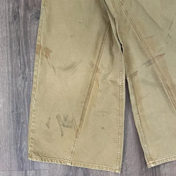 NEW Free People We The Free Chill Vibes Dropped Wide Leg Mustard Scout Jeans