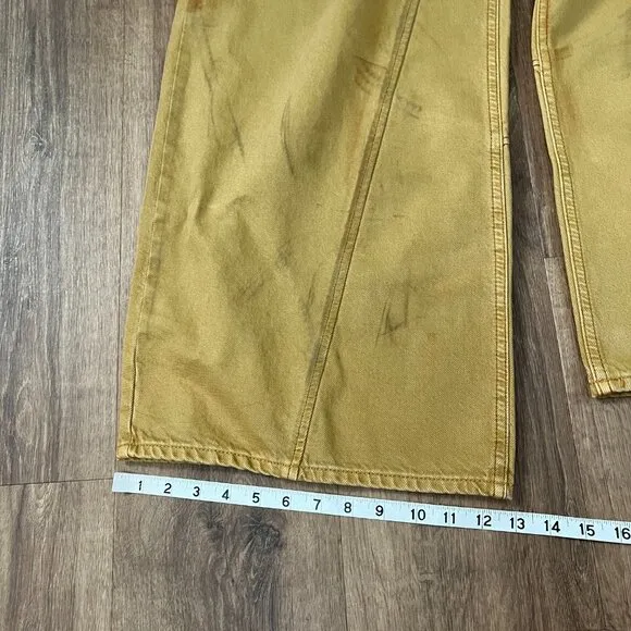 NEW Free People We The Free Chill Vibes Dropped Wide Leg Mustard Scout Jeans