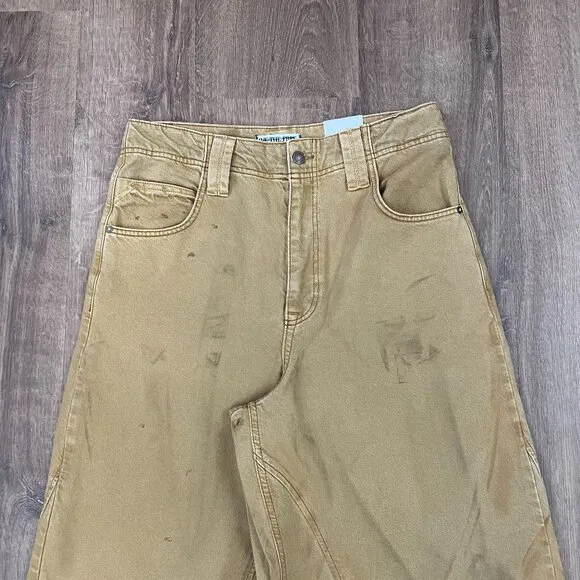 NEW Free People We The Free Chill Vibes Dropped Wide Leg Mustard Scout Jeans