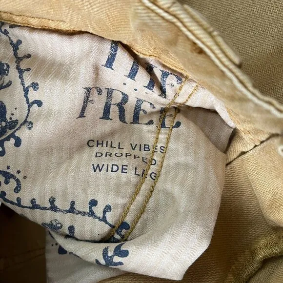 NEW Free People We The Free Chill Vibes Dropped Wide Leg Mustard Scout Jeans