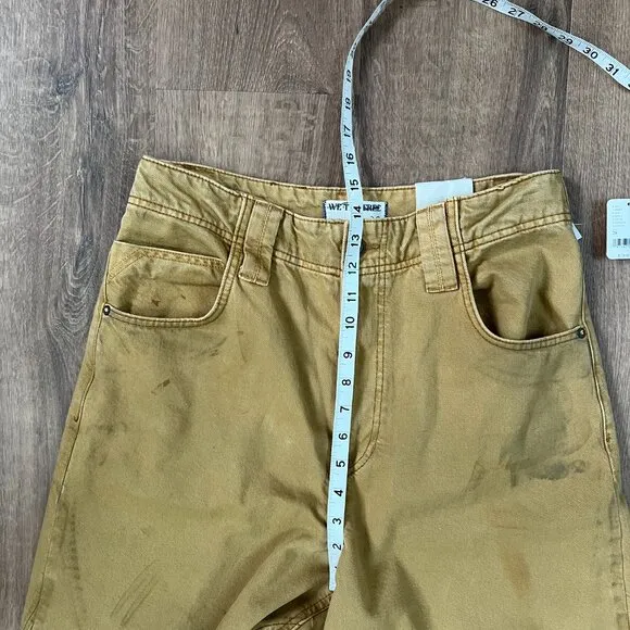 NEW Free People We The Free Chill Vibes Dropped Wide Leg Mustard Scout Jeans