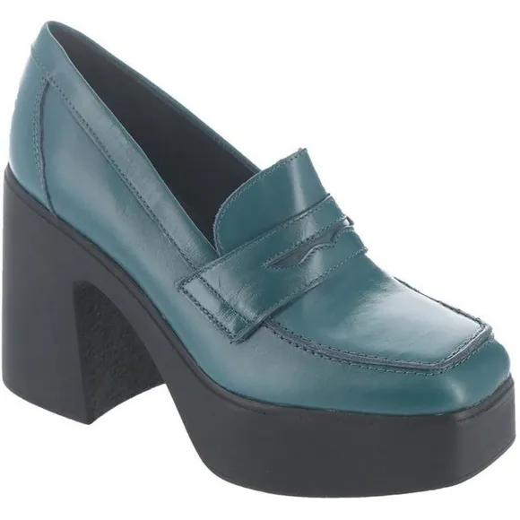 New FREE PEOPLE Zoe Platform Loafer / Deep Jade Size 39.5