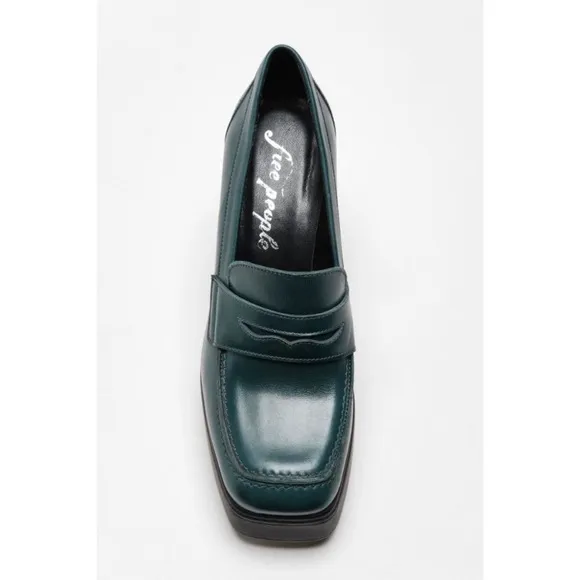 New FREE PEOPLE Zoe Platform Loafer / Deep Jade Size 39.5