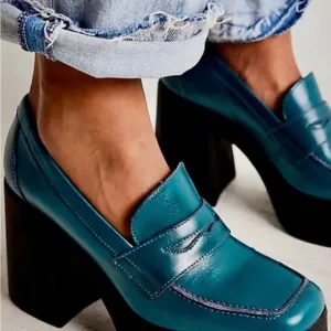 New FREE PEOPLE Zoe Platform Loafer / Deep Jade Size 39.5