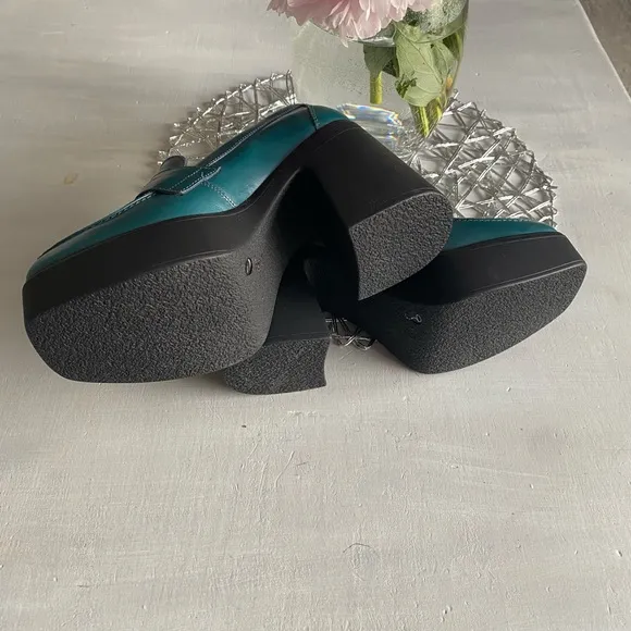 New FREE PEOPLE Zoe Platform Loafer / Deep Jade Size 39.5